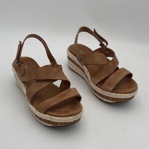 Antelope Brown Espadrille Sandals platform wedge 38 casual office vacation Y2K